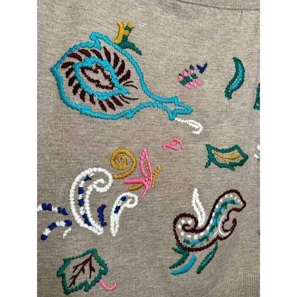 By Anthropologie Sweater Skirt Embroidered Size XL NWT in Neutral Motif - Picture 5 of 9